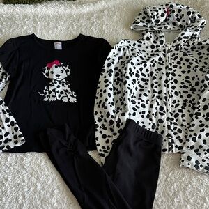 Gymboree girls size 8 Dalmatian long sleeve shirt zip up hoodie pants outfit